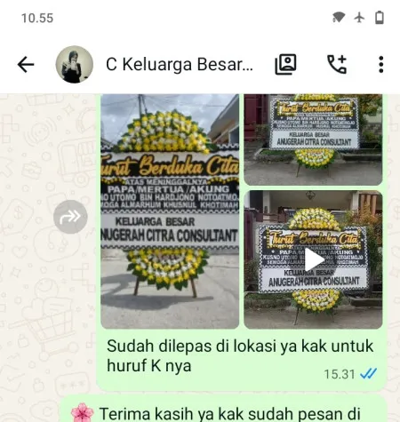 Pengiriman Papan Bunga Duka Limo